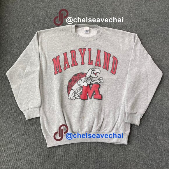 Vintage Maryland Terrapins Football Sweatshirt, University of Maryland Shirt Tee - Picture 1 of 2